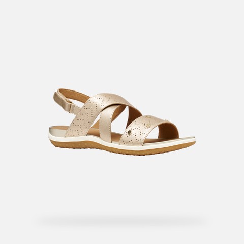 Flat sandals SANDAL VEGA WOMAN Light Gold - image number 2 | GEOX