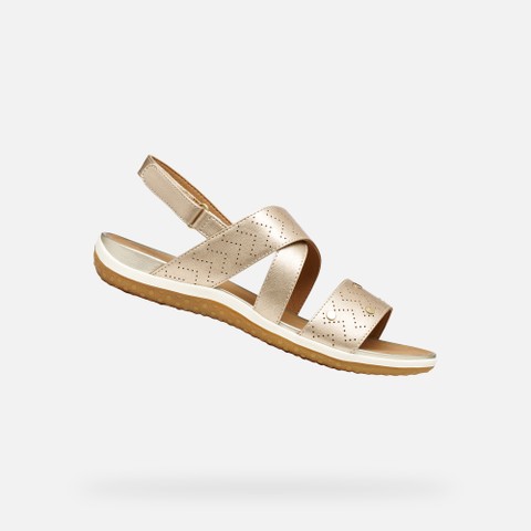 Flat sandals SANDAL VEGA WOMAN Light Gold - image number 0 | GEOX