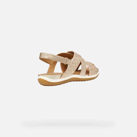 Flat sandals SANDAL VEGA WOMAN Light Gold - image number 4 | GEOX