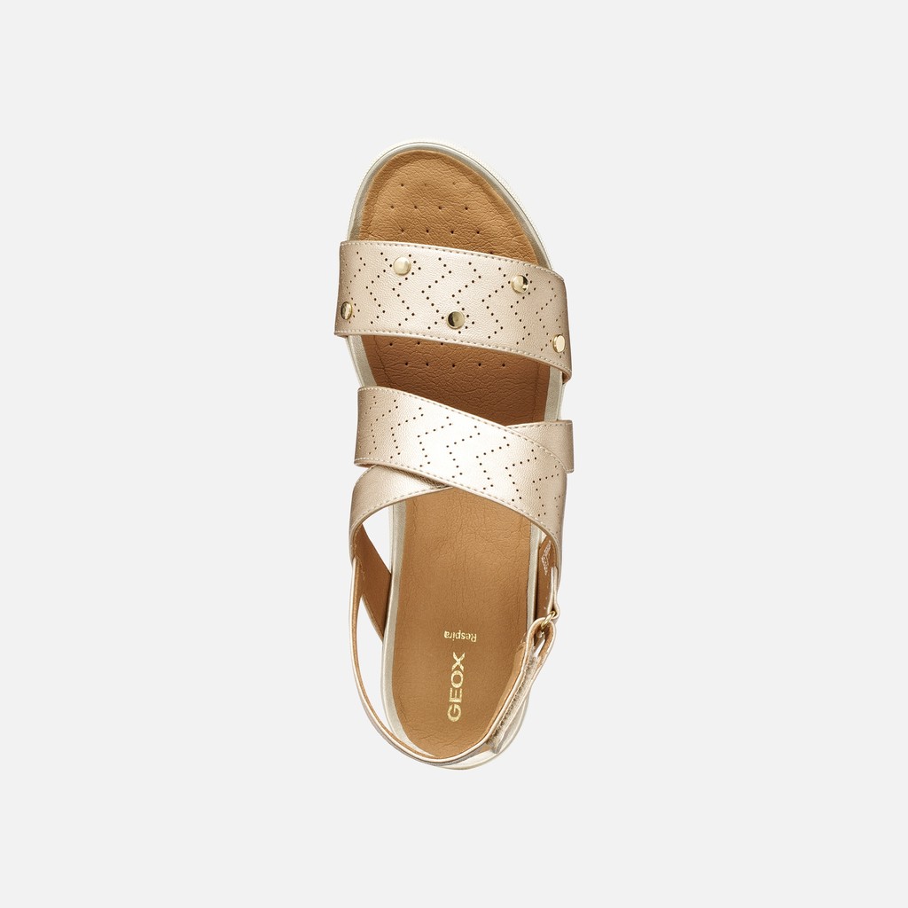 Flat sandals SANDAL VEGA WOMAN Light Gold - image number 5 | GEOX