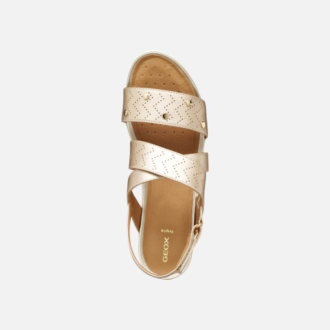 Flat sandals SANDAL VEGA WOMAN Light Gold - image number 5 | GEOX
