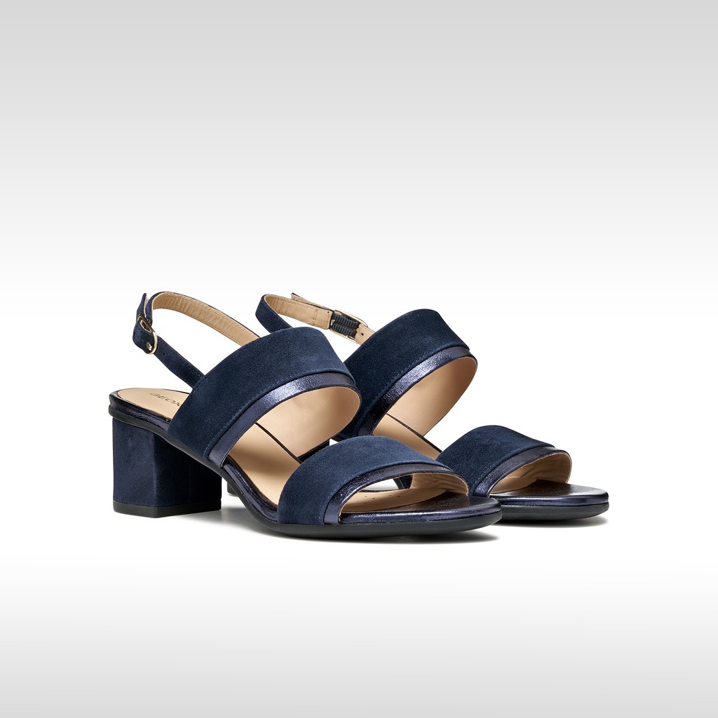 Medium-heeled sandals AURELY 50 WOMAN Dark navy/Avio - image number 2 | GEOX