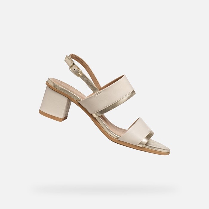 Medium-heeled sandals AURELY 50 WOMAN Papyrus/Light gold | GEOX