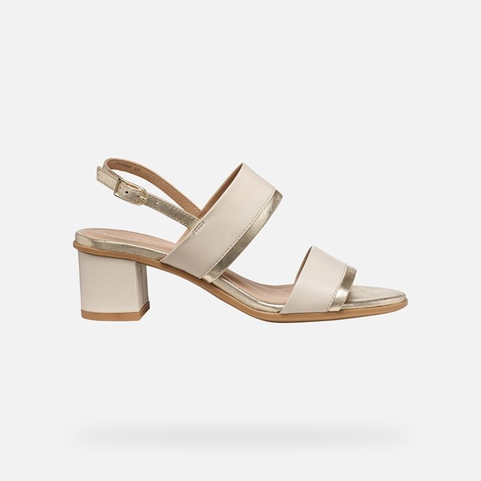 Medium-heeled sandals AURELY 50 WOMAN Papyrus/Light gold | GEOX