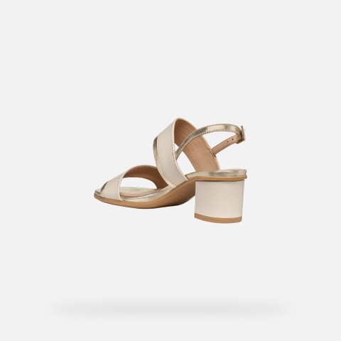 Medium-heeled sandals AURELY 50 WOMAN Papyrus/Light gold - image number 3 | GEOX