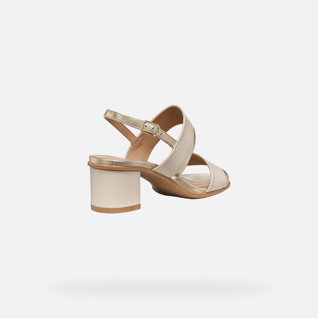 Medium-heeled sandals AURELY 50 WOMAN Papyrus/Light gold - image number 4 | GEOX
