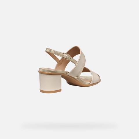 Medium-heeled sandals AURELY 50 WOMAN Papyrus/Light gold - image number 4 | GEOX