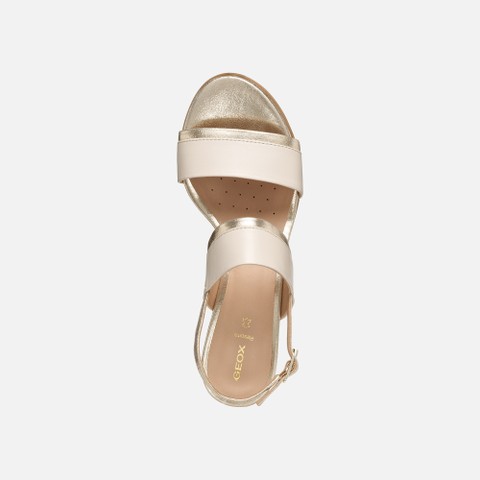 Medium-heeled sandals AURELY 50 WOMAN Papyrus/Light gold - image number 5 | GEOX