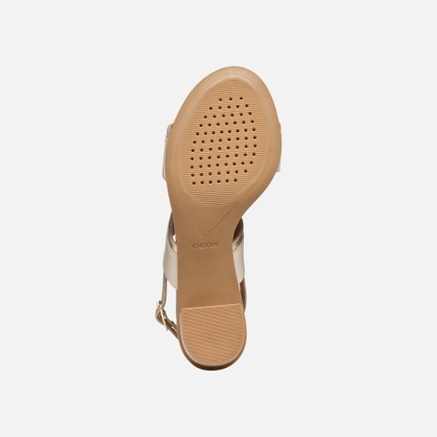 Medium-heeled sandals AURELY 50 WOMAN Papyrus/Light gold - image number 6 | GEOX