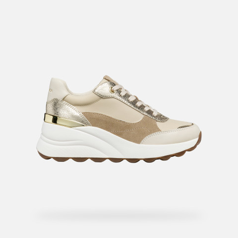 Sneakers mit Keilabsatz SPHERICA EC13 DAME Off-White/Hellgold - image number 1 | GEOX