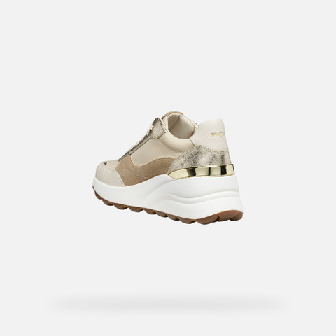 Sneakers mit Keilabsatz SPHERICA EC13 DAME Off-White/Hellgold - image number 3 | GEOX