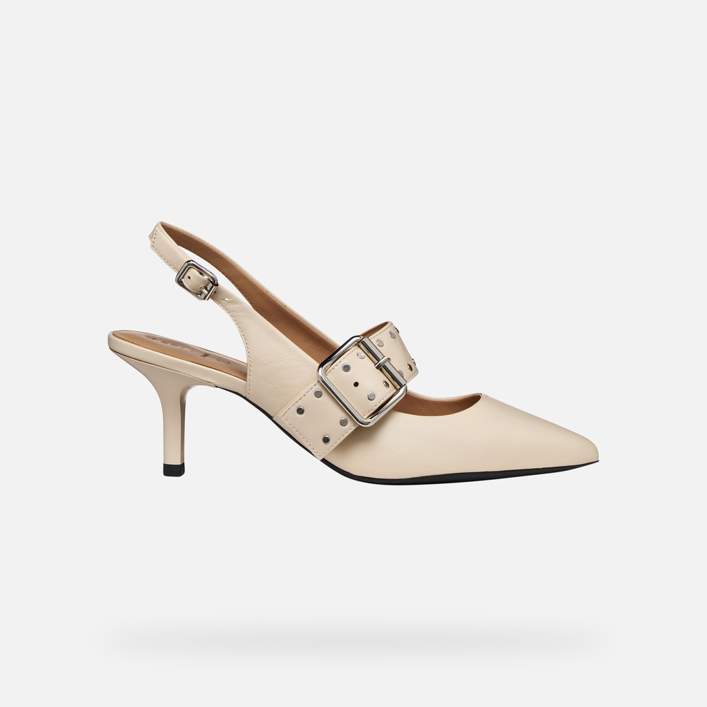 Slingbacks with medium-high heels KLEOPY WOMAN Papyrus - image number 1 | GEOX