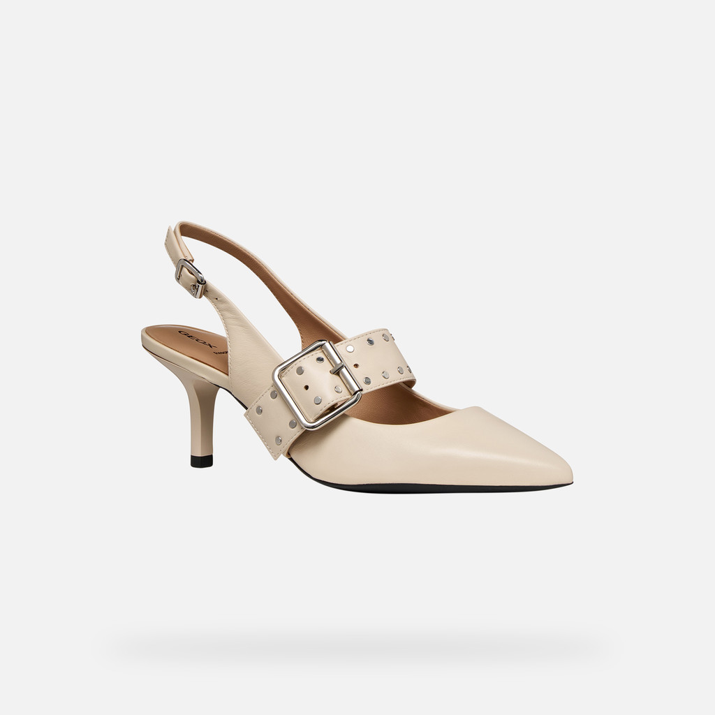 Slingbacks with medium-high heels KLEOPY WOMAN Papyrus - image number 2 | GEOX