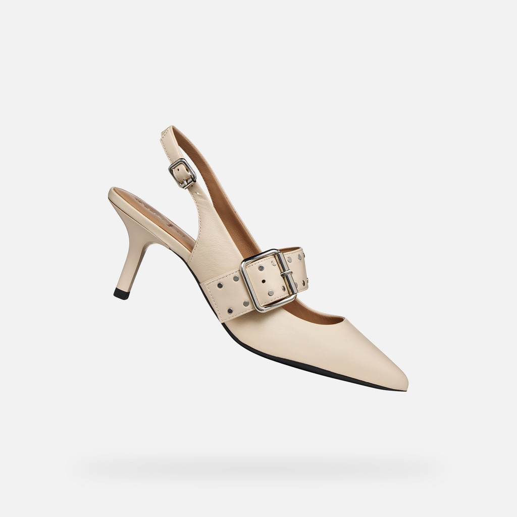 Slingbacks with medium-high heels KLEOPY WOMAN Papyrus - image number 0 | GEOX