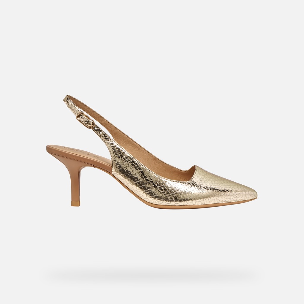 Slingbacks with medium-high heels KLEOPY WOMAN Light Gold - image number 1 | GEOX