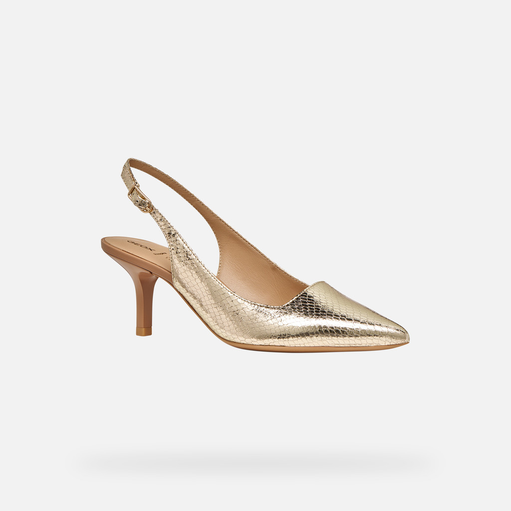 Slingbacks with medium-high heels KLEOPY WOMAN Light Gold - image number 2 | GEOX