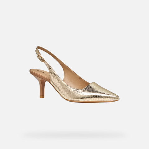 Slingbacks with medium-high heels KLEOPY WOMAN Light Gold - image number 2 | GEOX