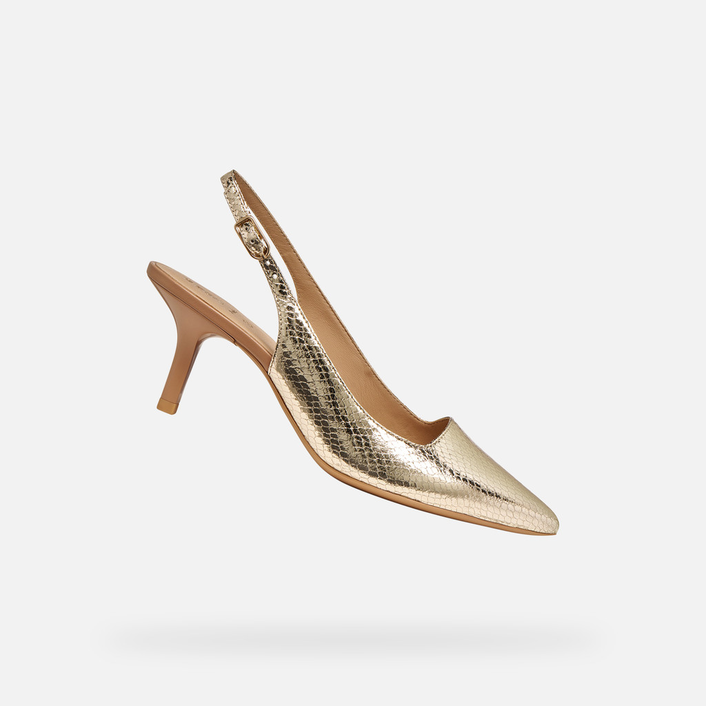 Slingbacks with medium-high heels KLEOPY WOMAN Light Gold - image number 0 | GEOX