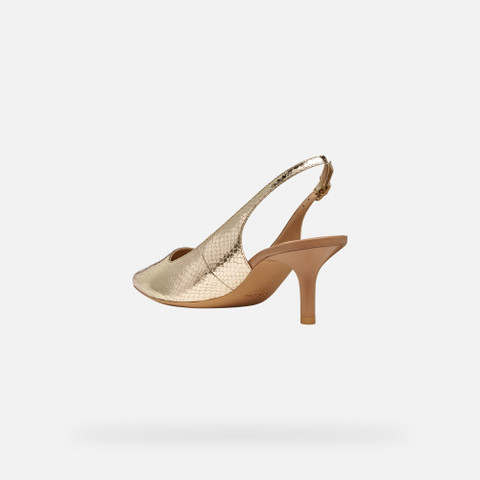 Slingbacks with medium-high heels KLEOPY WOMAN Light Gold - image number 3 | GEOX