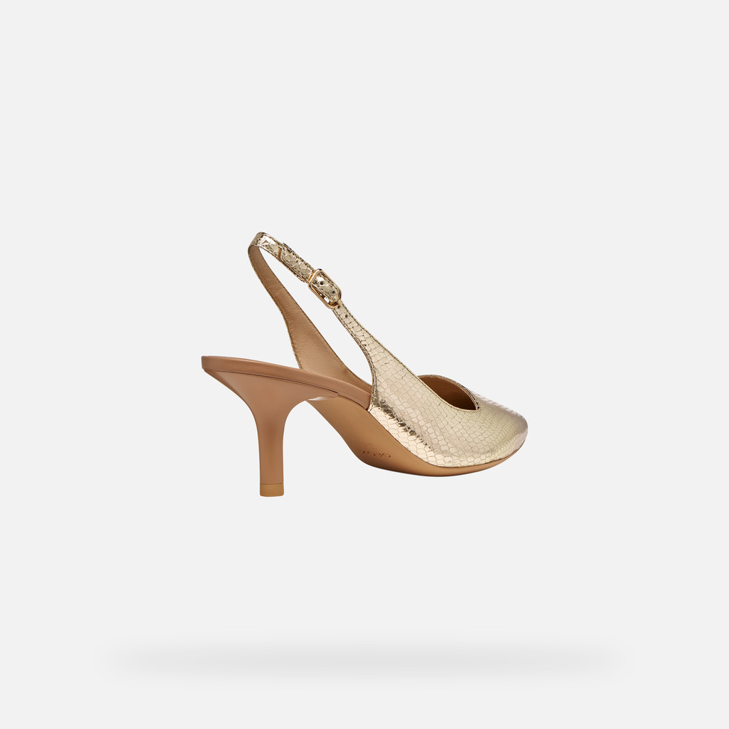Slingbacks with medium-high heels KLEOPY WOMAN Light Gold - image number 4 | GEOX