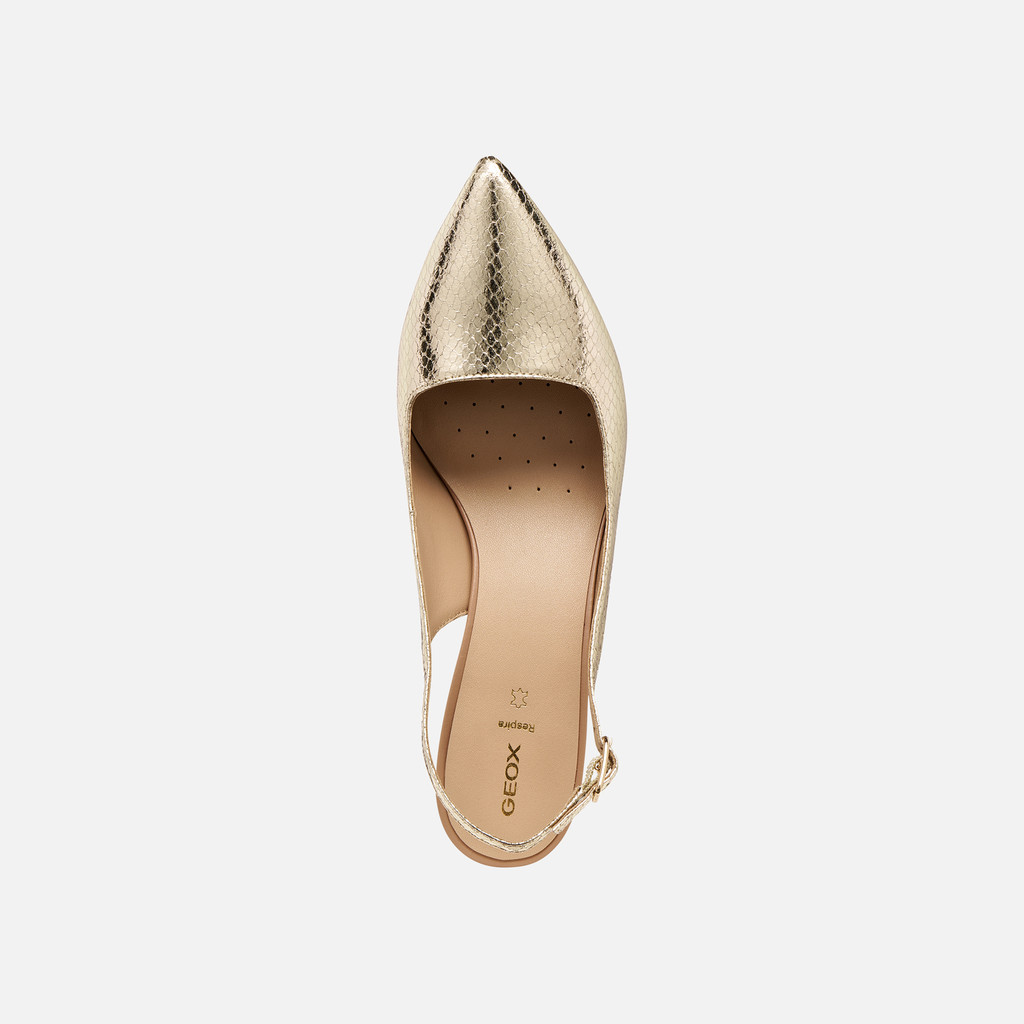 Slingbacks with medium-high heels KLEOPY WOMAN Light Gold - image number 5 | GEOX