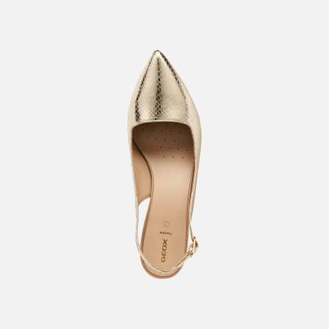 Slingbacks with medium-high heels KLEOPY WOMAN Light Gold - image number 5 | GEOX