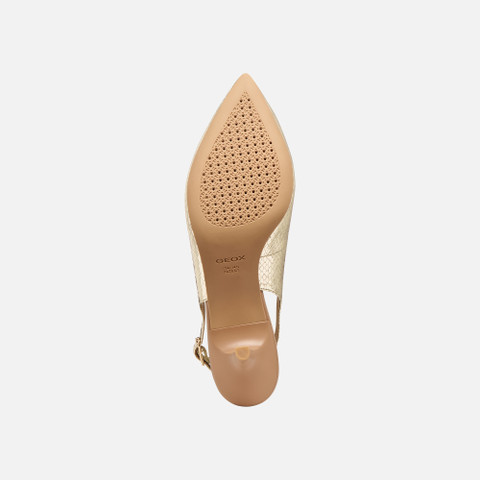 Slingbacks with medium-high heels KLEOPY WOMAN Light Gold - image number 6 | GEOX
