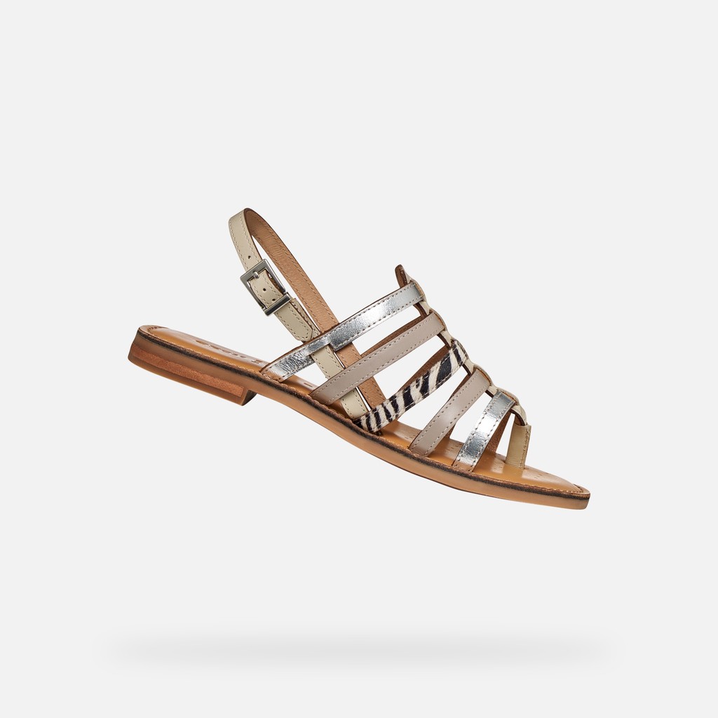 Flat sandals MADDALUSIA C WOMAN Rock/Papyrus - image number 0 | GEOX