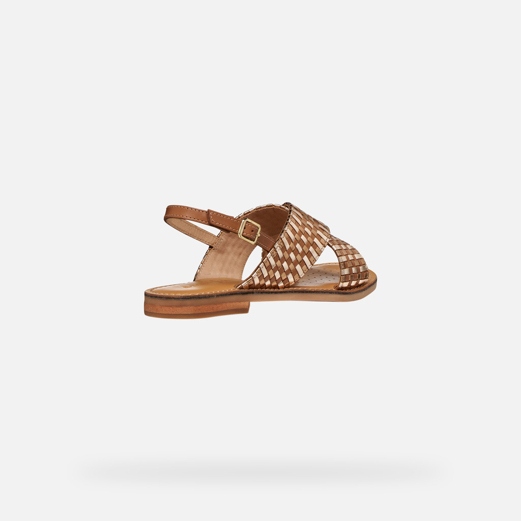 Flat sandals MADDALUSIA C WOMAN Camel/Bronze - image number 4 | GEOX