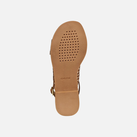 Flat sandals MADDALUSIA C WOMAN Camel/Bronze - image number 6 | GEOX