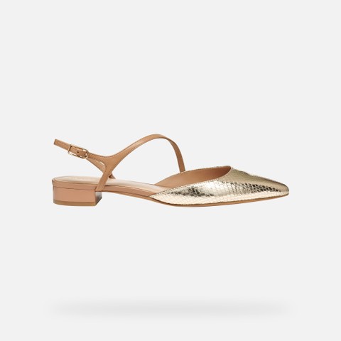 Slingbacks with low heels GISELDA15 WOMAN Light Gold/Beige - image number 1 | GEOX