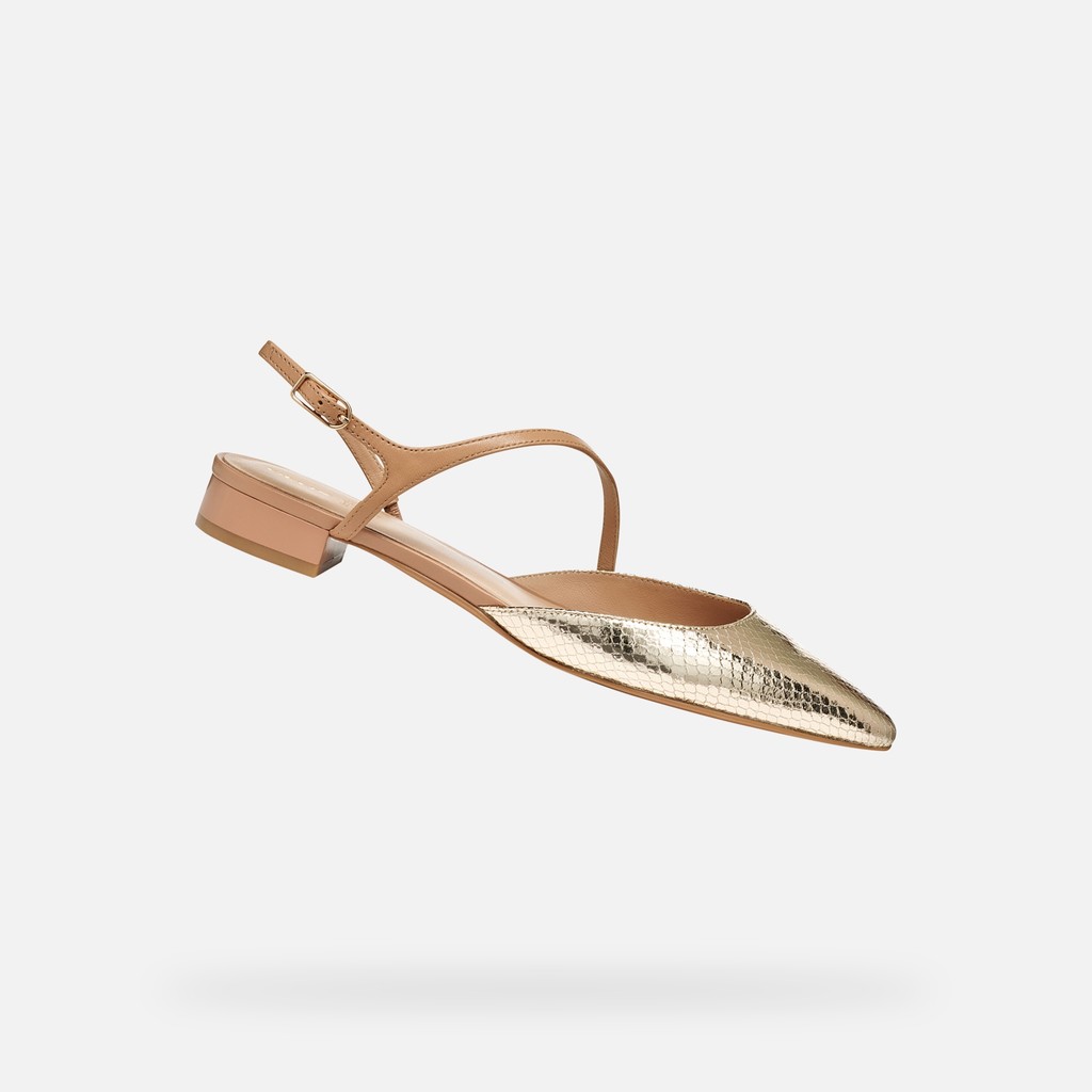 Slingbacks with low heels GISELDA15 WOMAN Light Gold/Beige - image number 0 | GEOX