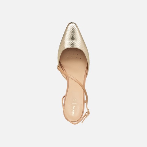 Slingbacks with low heels GISELDA15 WOMAN Light Gold/Beige - image number 5 | GEOX