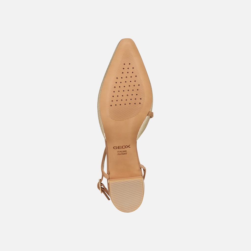 Slingbacks with low heels GISELDA15 WOMAN Light Gold/Beige - image number 6 | GEOX