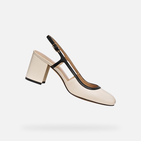 Slingbacks with medium-high heels VIRNILISA 65 WOMAN Papyrus/Black | GEOX