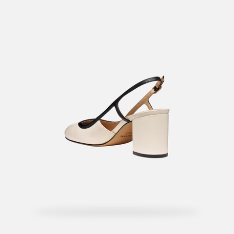 Slingbacks with medium-high heels VIRNILISA 65 WOMAN Papyrus/Black - image number 3 | GEOX