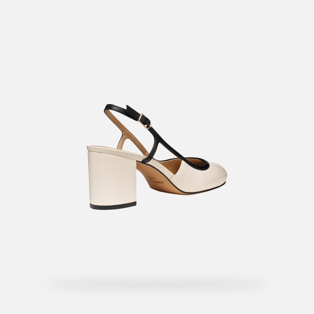Slingbacks with medium-high heels VIRNILISA 65 WOMAN Papyrus/Black - image number 4 | GEOX