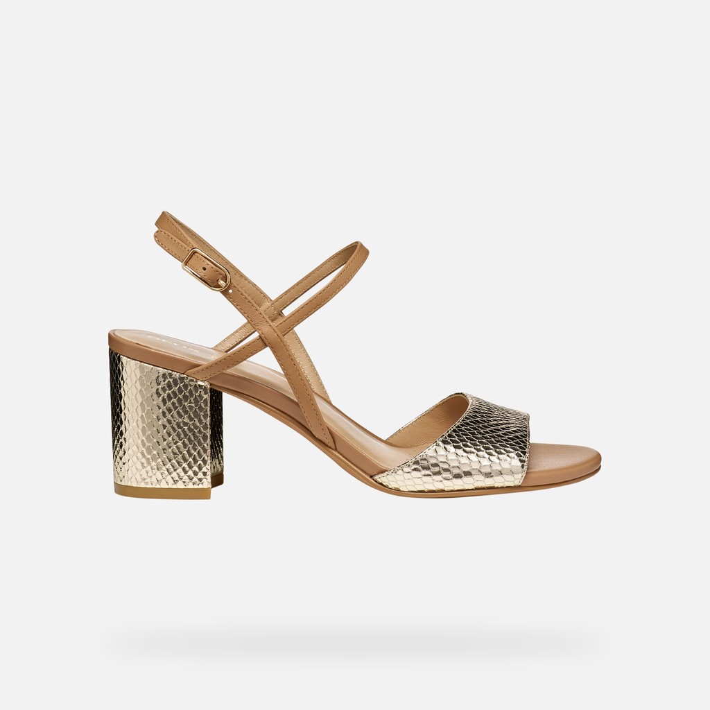 Medium-heeled sandals VIRNILISA 65 S WOMAN Light Gold/Beige - image number 1 | GEOX