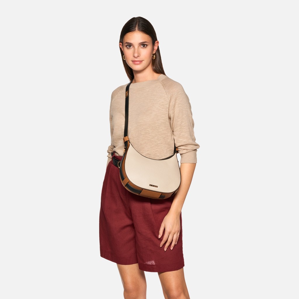 Shoulder bag MARYEMY BAG WOMAN Off white/Cognac - image number 0 | GEOX