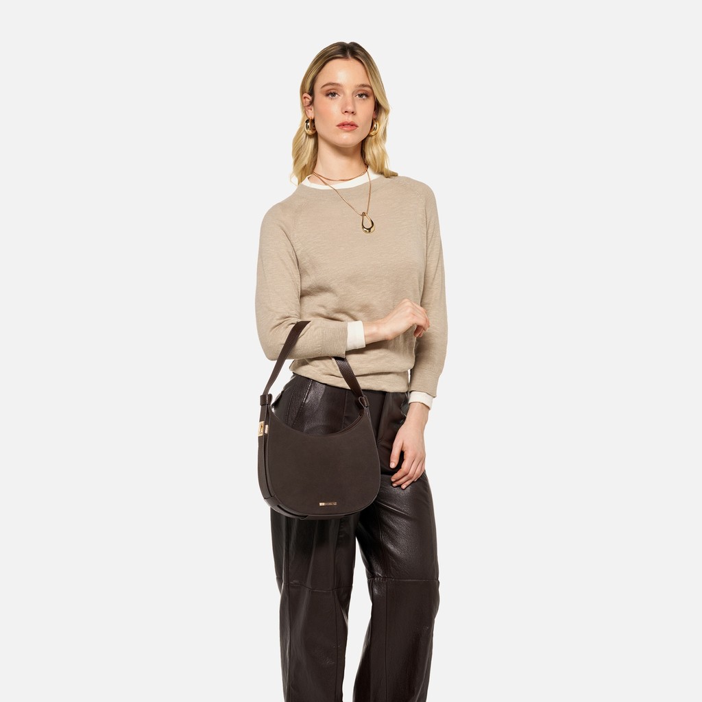 Bolso de hombro MARYEMY BAG MUJER Marr&oacute;n - image number 7 | GEOX