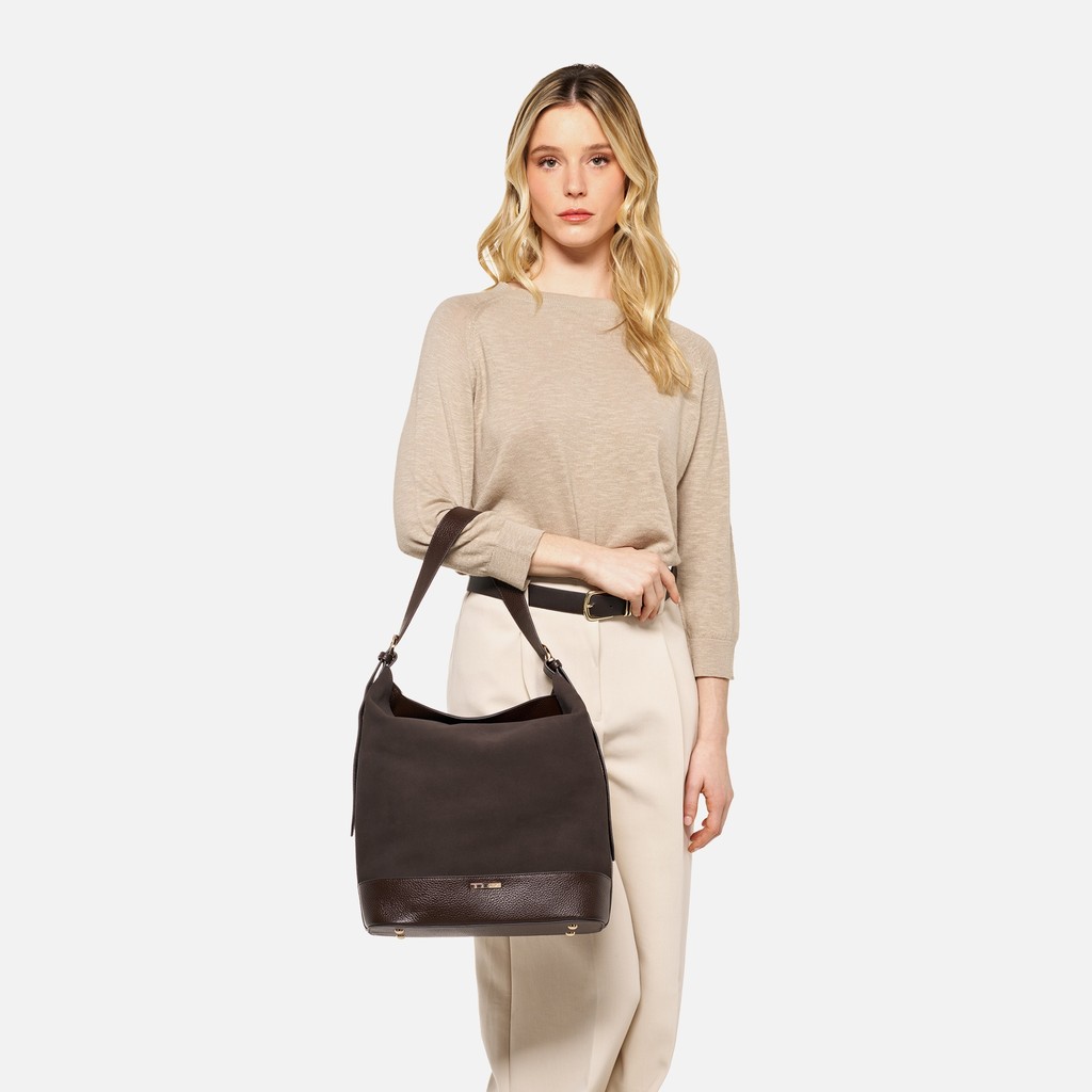 Shoulder bag ALNOIRE BAG WOMAN Chocolate - image number 6 | GEOX
