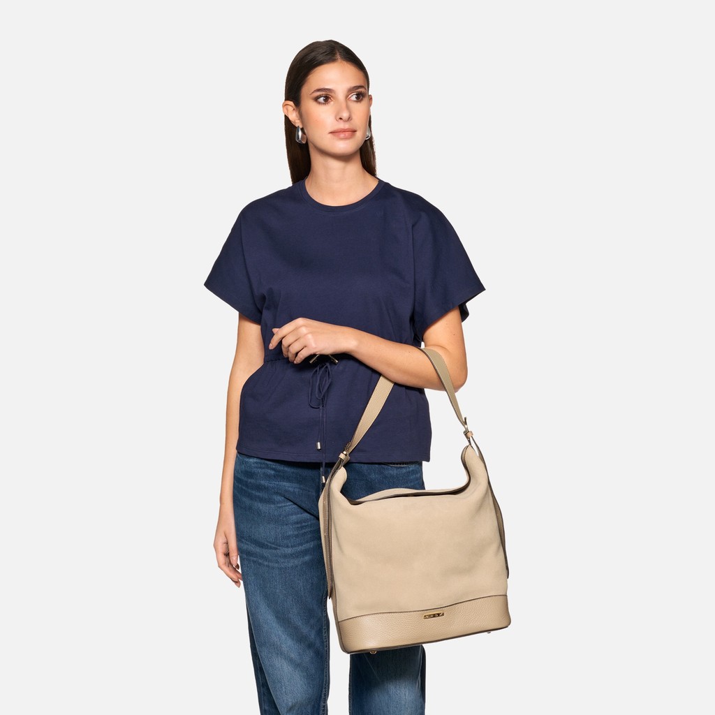 Beuteltasche ALNOIRE BAG DAME Helltaube - image number 6 | GEOX