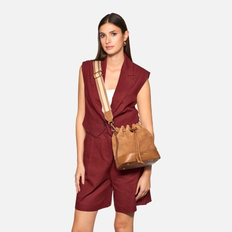 Borsa a secchiello NALVIA BAG DONNA Cognac - image number 6 | GEOX