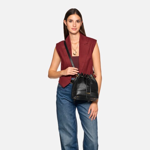 Borsa a secchiello NALVIA BAG DONNA Nero - image number 7 | GEOX