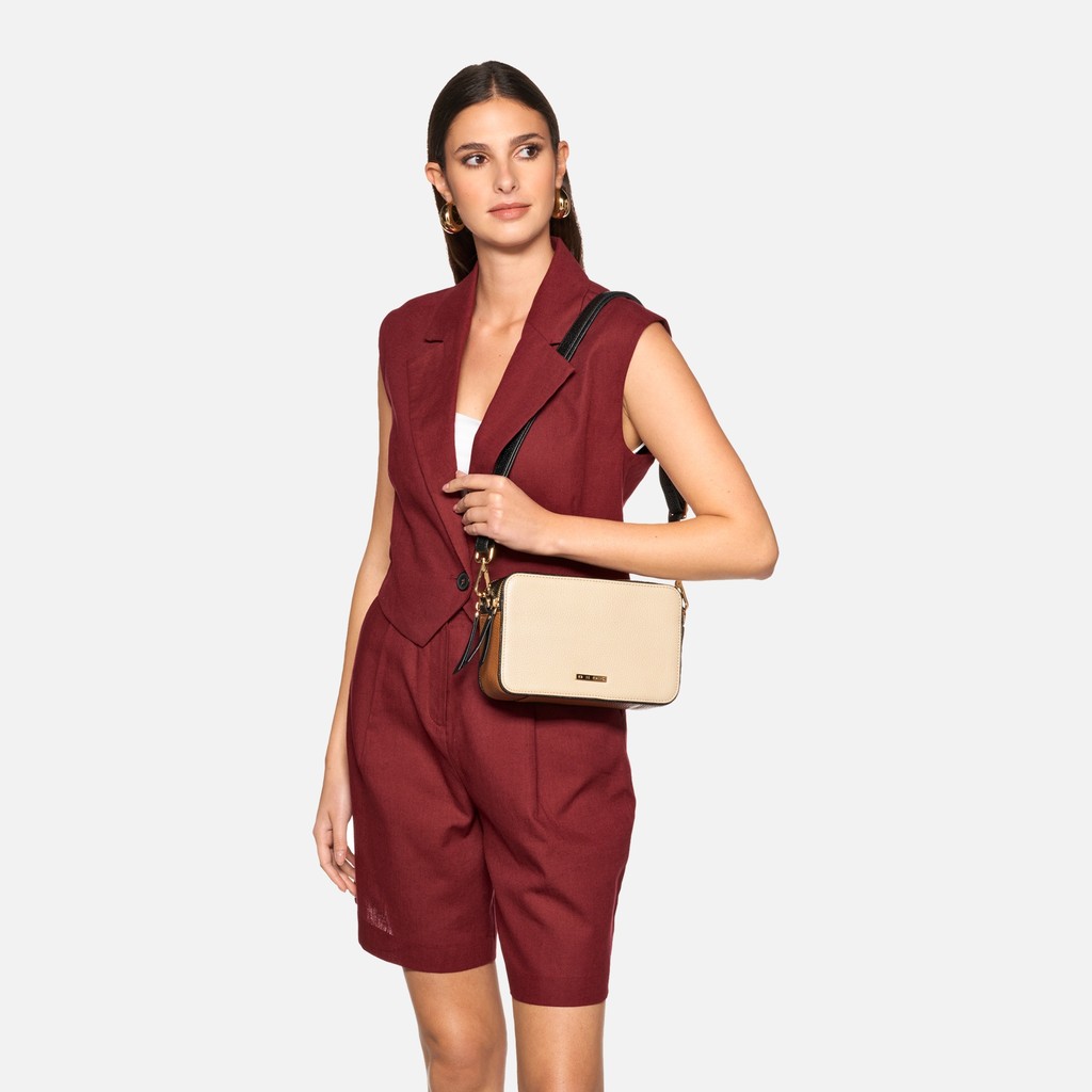 Umh&auml;ngetasche NORIZE BAG DAME Off-White/Cognac - image number 0 | GEOX