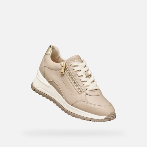 Chaussures compens&eacute;es DESYA FEMME Beige/Or clair - image number 4 | GEOX