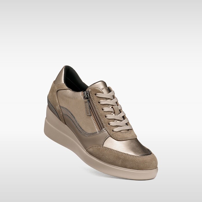 Sneakers mit Keilabsatz STARDUST DAME Salbeigr&uuml;n/Beige | GEOX