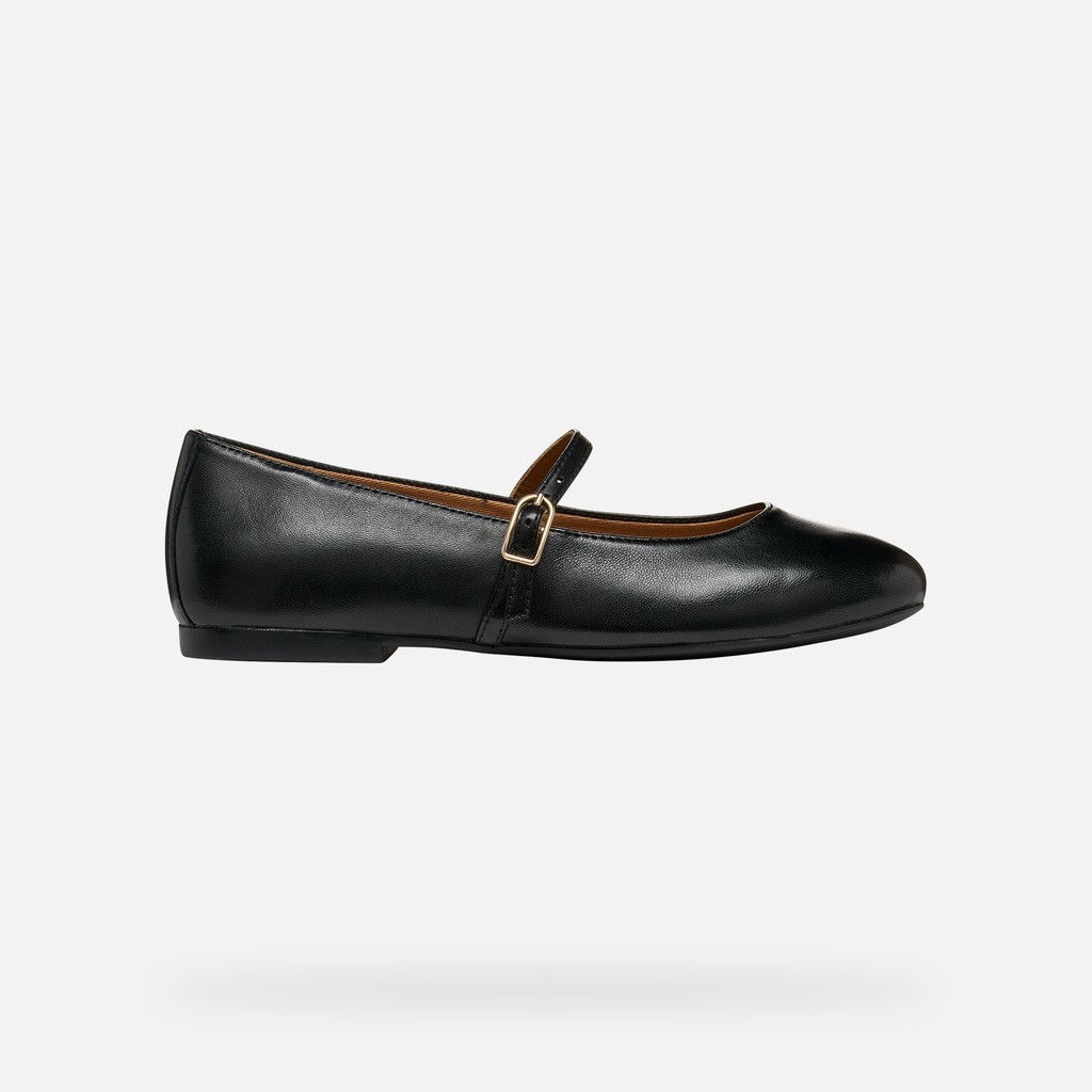 Ballerines en cuir avec bride NEW PALMARIA FEMME Noir - image number 1 | GEOX
