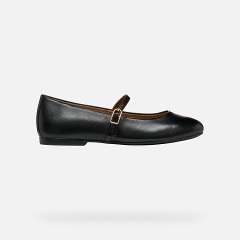 Ballerines en cuir avec bride NEW PALMARIA FEMME Noir - image number 1 | GEOX