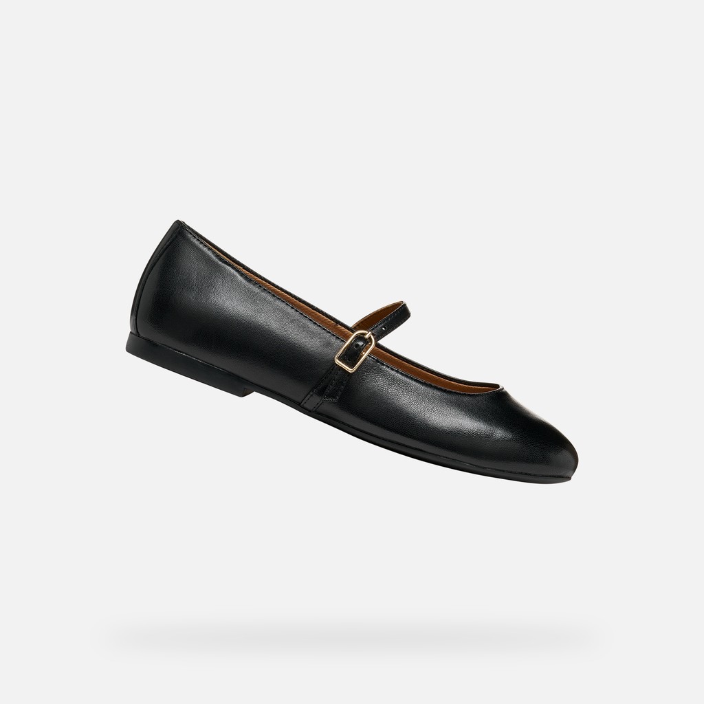 Ballerines en cuir avec bride NEW PALMARIA FEMME Noir - image number 0 | GEOX